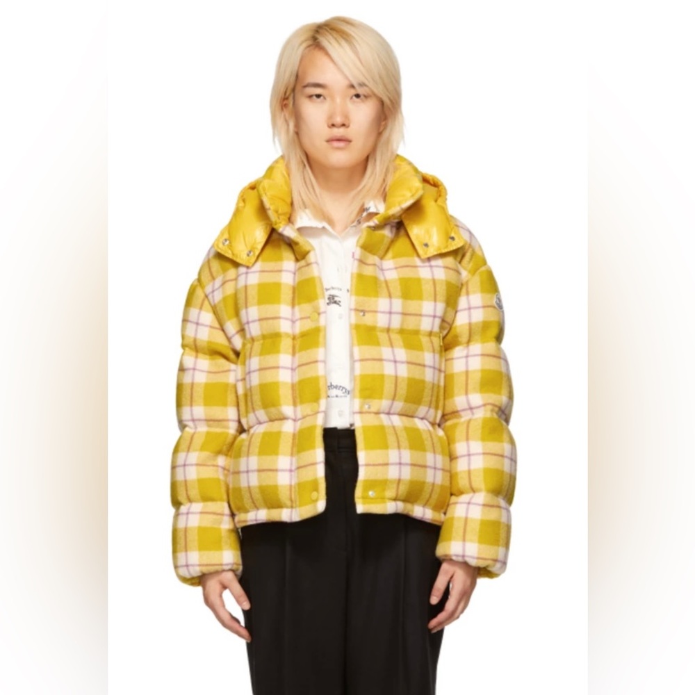 Moncler yellow check down caille jacket-size2